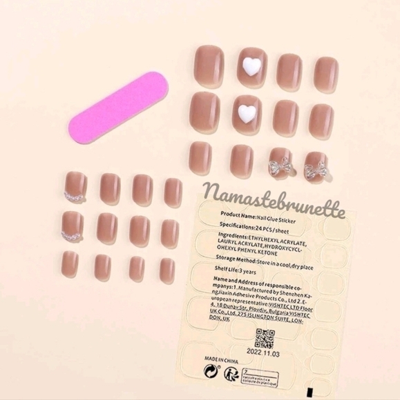 2/$16 Heart Bow Press On Nails - Picture 3 of 10